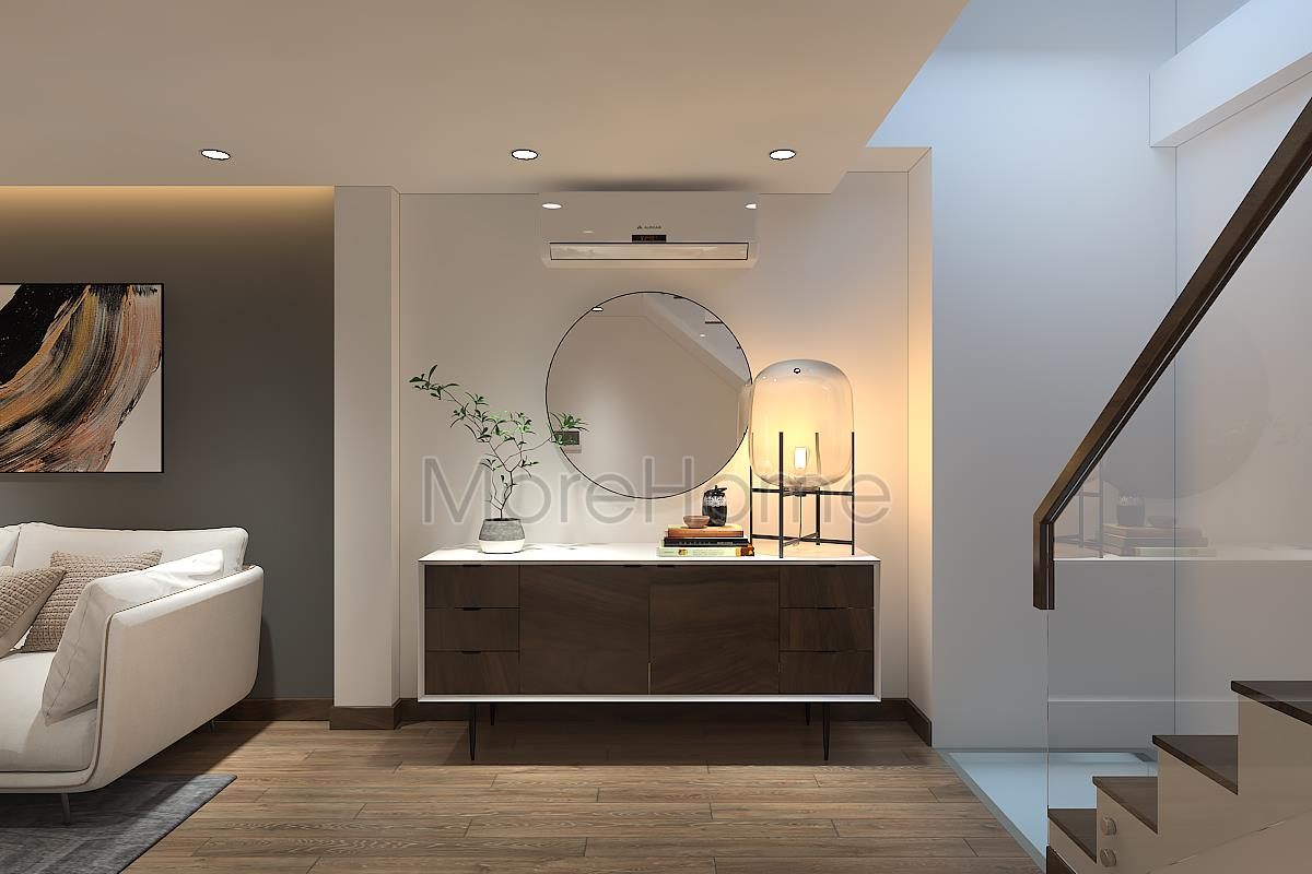 Thiết kế nội thất phòng khách nhà ống An Dương Tây Hồ 